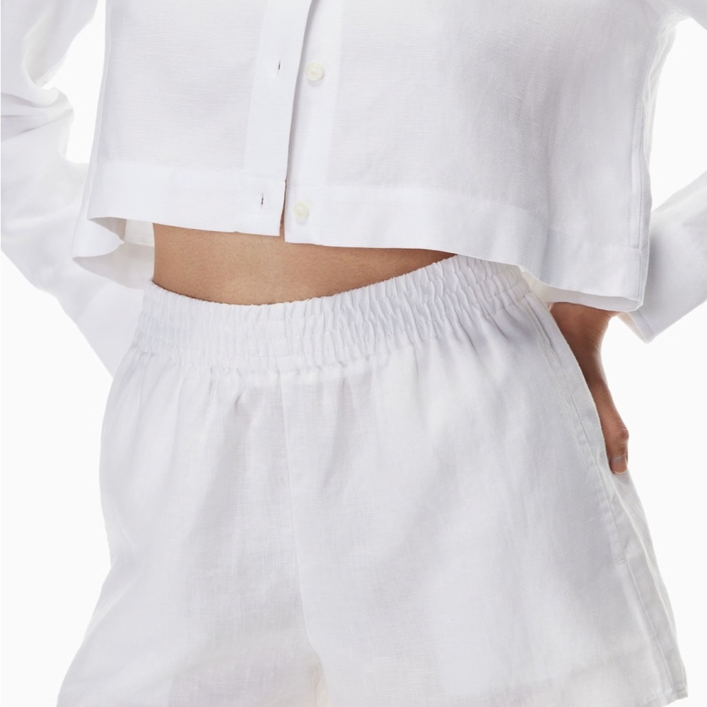Wilfred High Waist White Linen Shorts